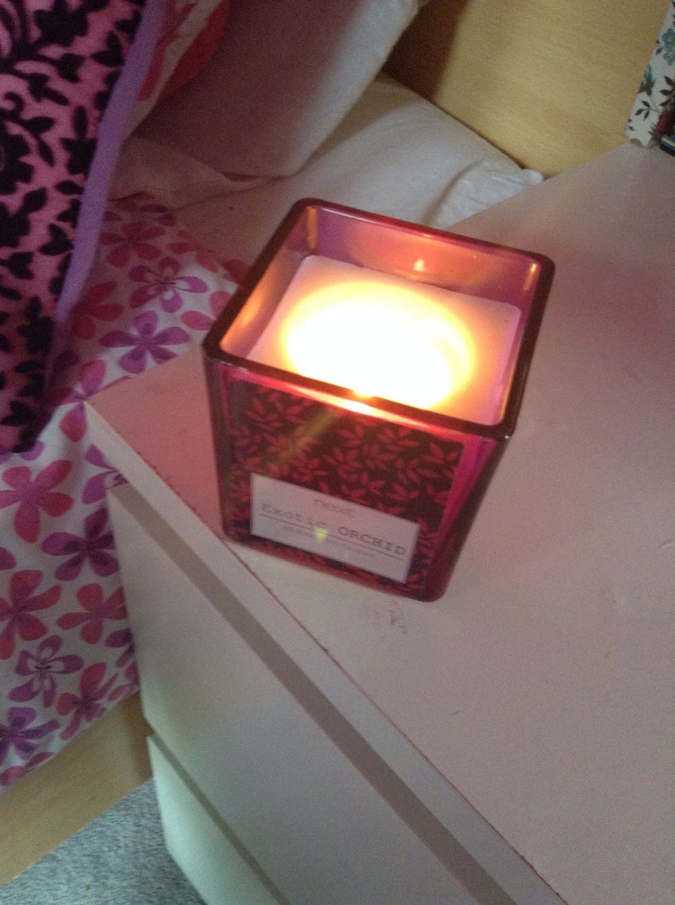 Light a candle to make sheets smell nice !!