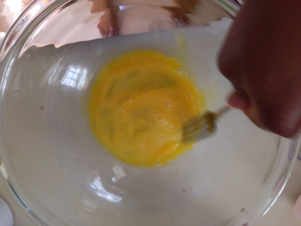 Lightly beat your eggs