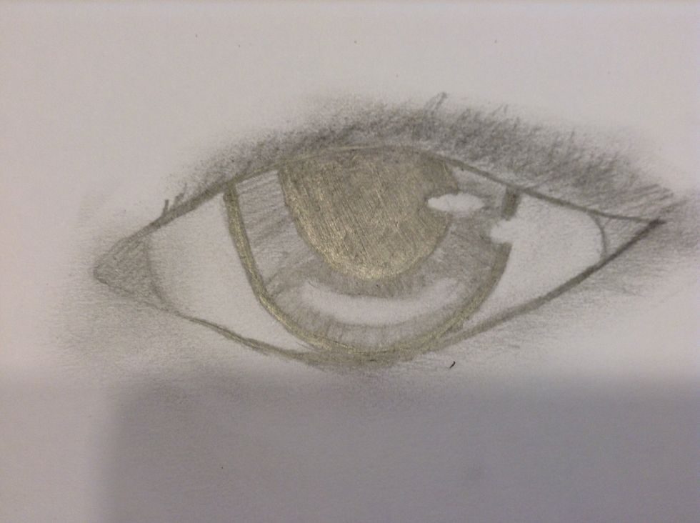 Lightly darken the inside of both of those spaces and blend with your finger.