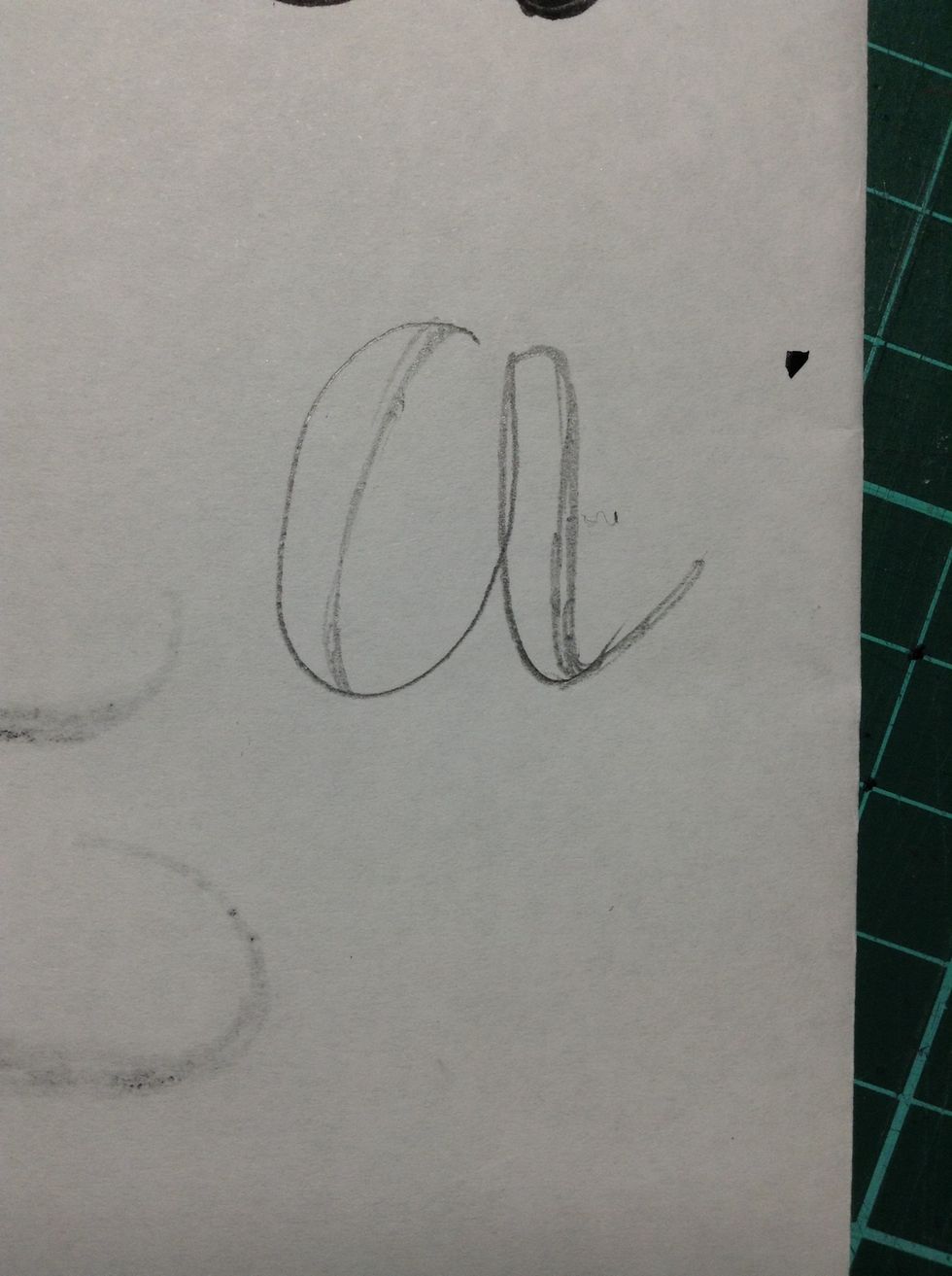 Lightly draw a second line where the letter is drawn downwards.