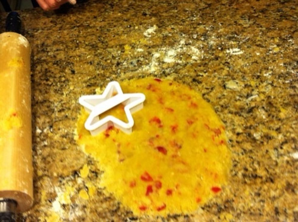 Lightly flour a surface, roll out the dough to 1/4 inch thickness, and cut with desired cookie cutters. Note: Gluten-free dough can be crumbly & hard to work with. Use more flour if things get sticky!