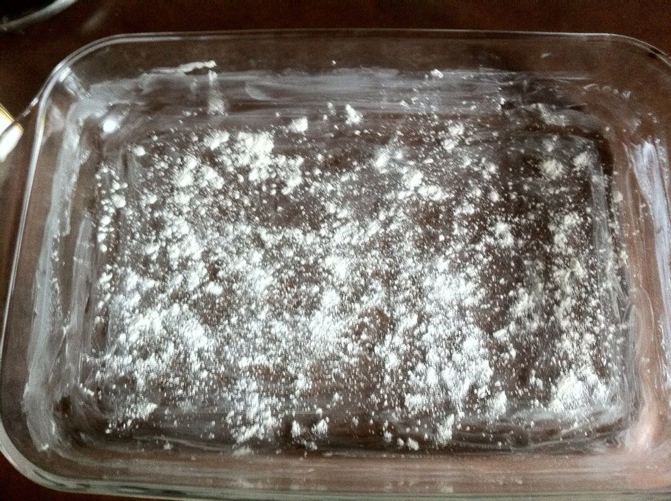 Lightly flour. I'm not sure why.  I may have floured too much.