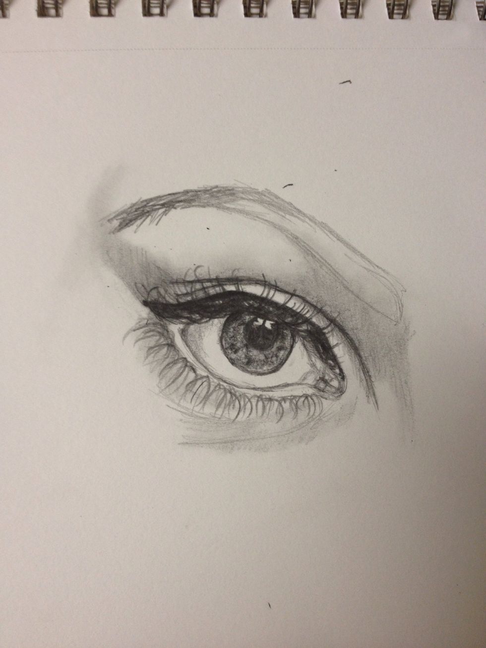 Lightly plan the shape of the eyebrow. --->