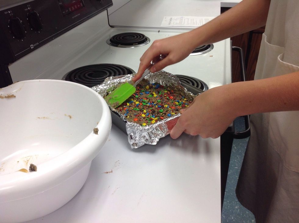 lightly pressing them down with a spatula. Bake for about 20-22 minutes or until done based on add-ins used. Top should be set and edges slightly firm.