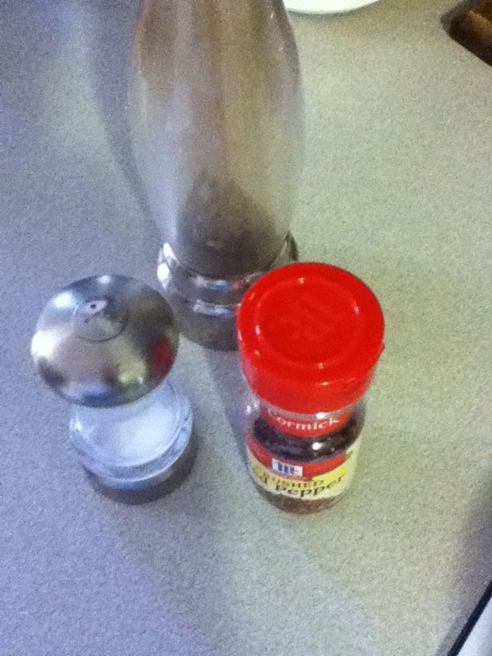 Lightly season the pot with salt, pepper and red pepper flakes.