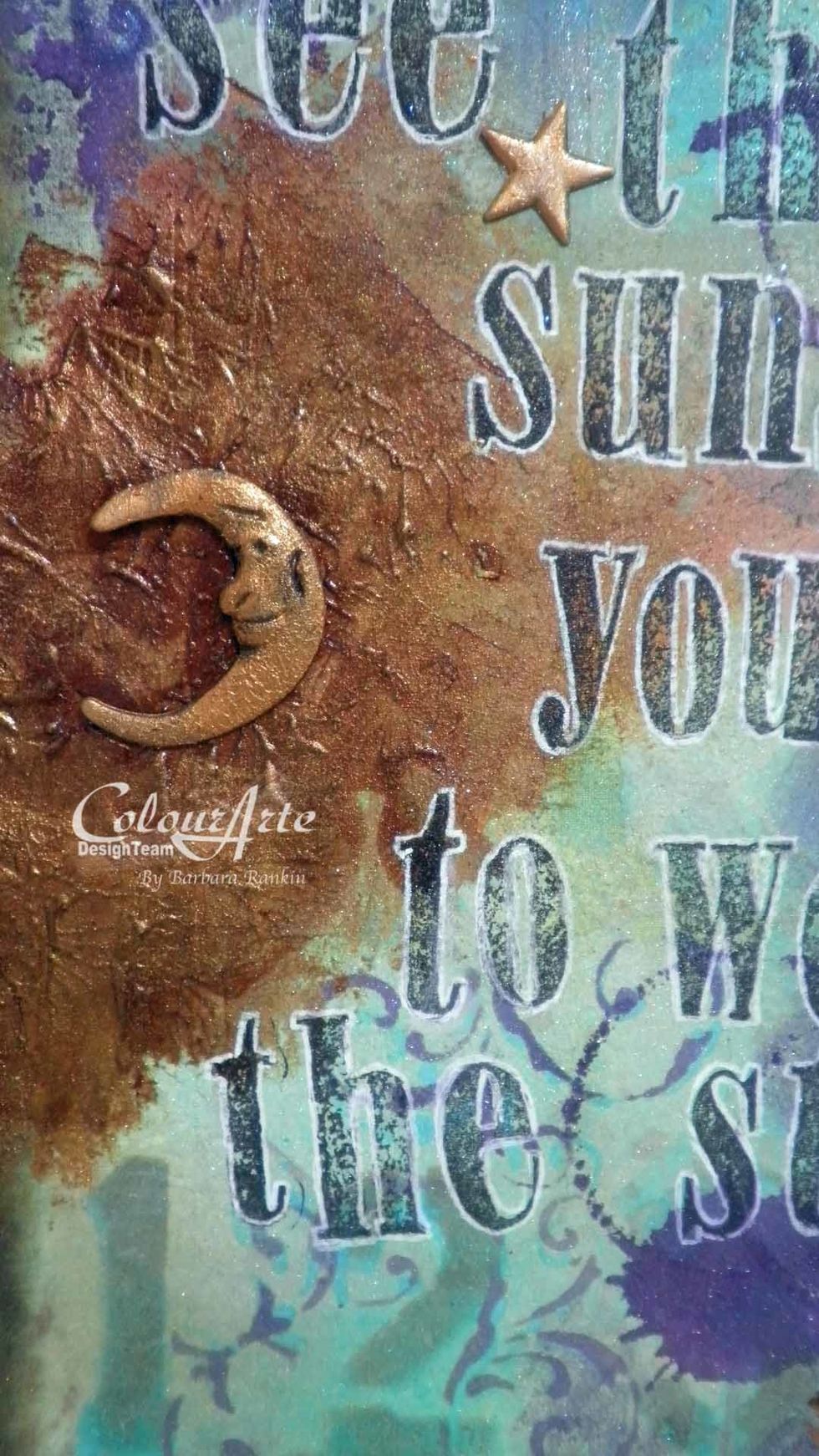 Lightly sponge more color to the background with the Wine & Roses Radiant Rain color concentrate.