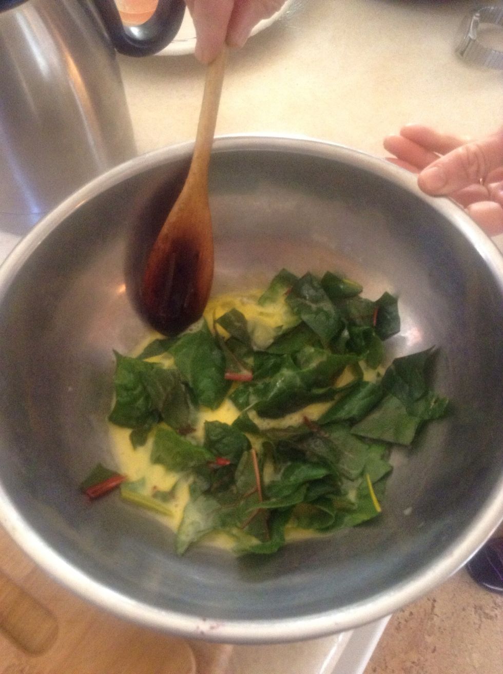 Lightly toss chard and egg mixture.