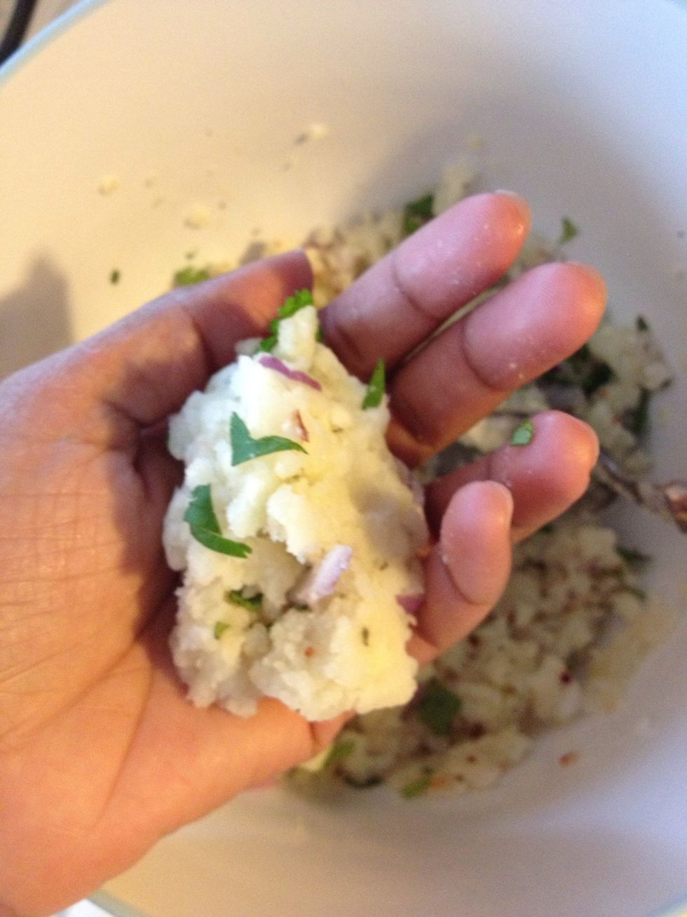 Lightly wet palms of your (clean!) hand and make a roll with the mix