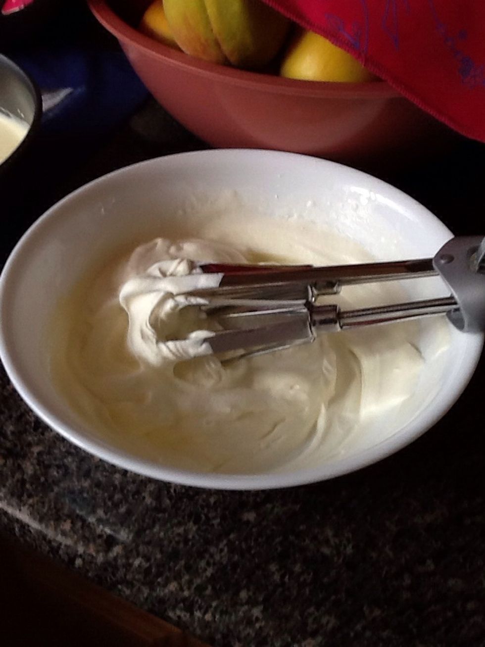 Lightly whip cream and blend with cream cheese mixture