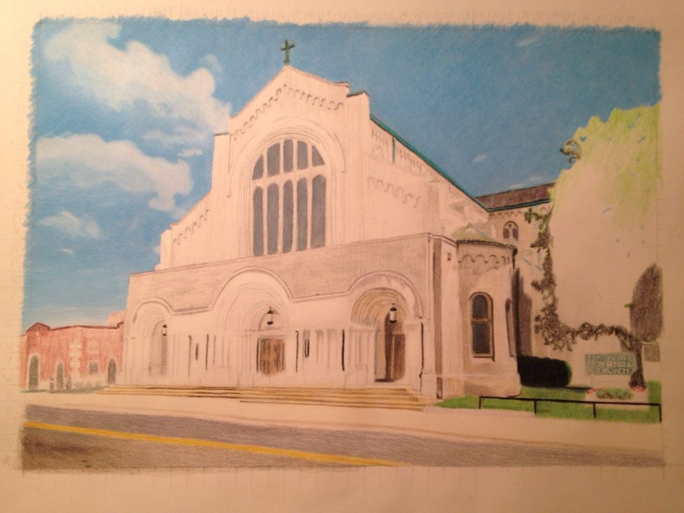 Lights in doorways blocking in more color on tree