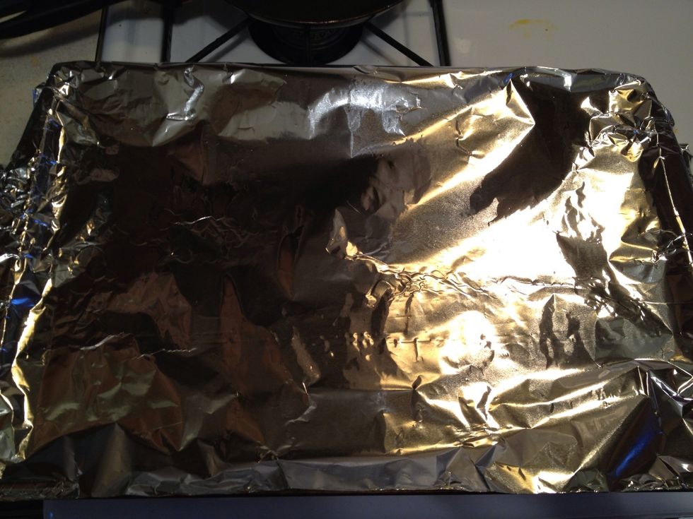 like a cookie sheet with aluminum paper (especially if you are as messy as I am)