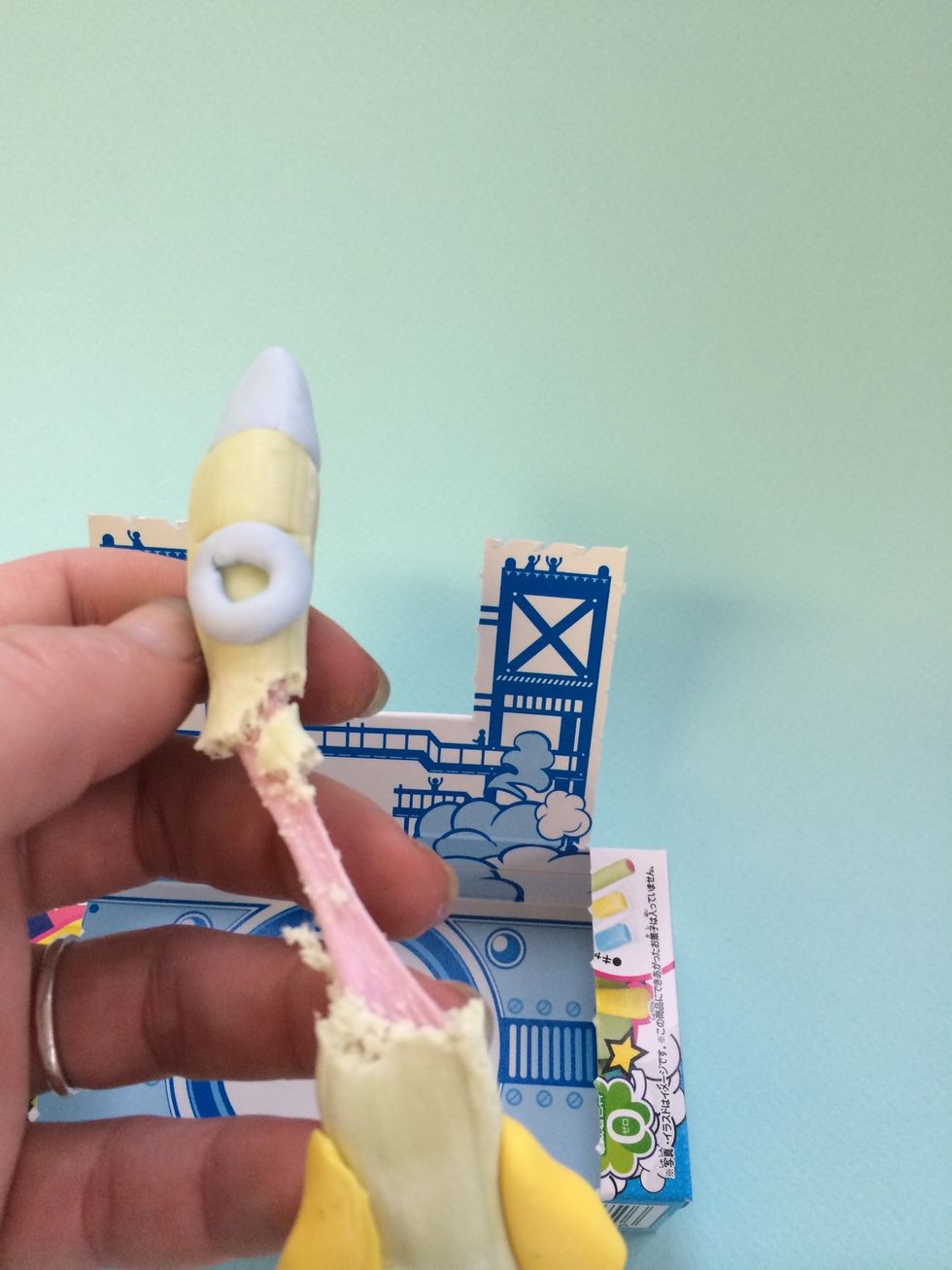 Like a real rocket sheds it's boosters- Now the center is yummy grape Gum!!