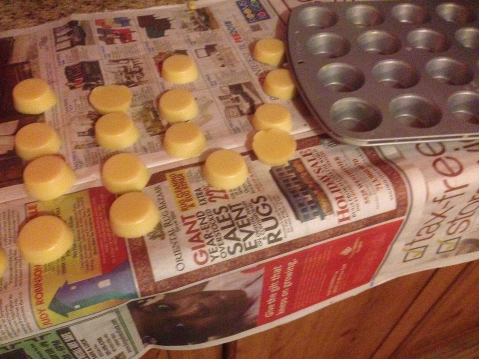 Like an ice cube tray, crack onto a newspaper.