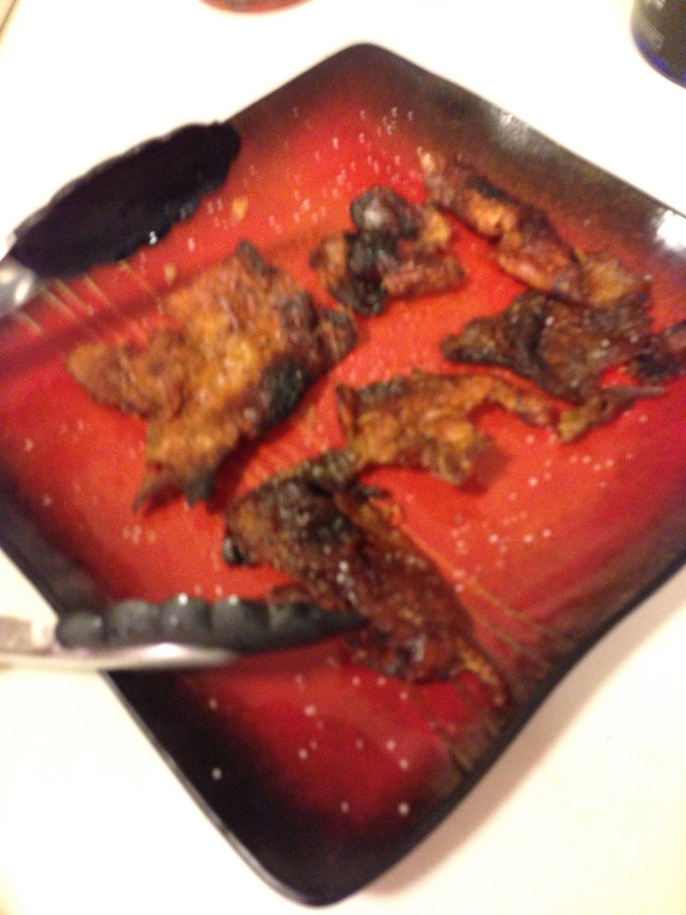 Like so! Added a little salt and you can even garnish your chicken and dumplings with it or eat it like a chip! Enjoy