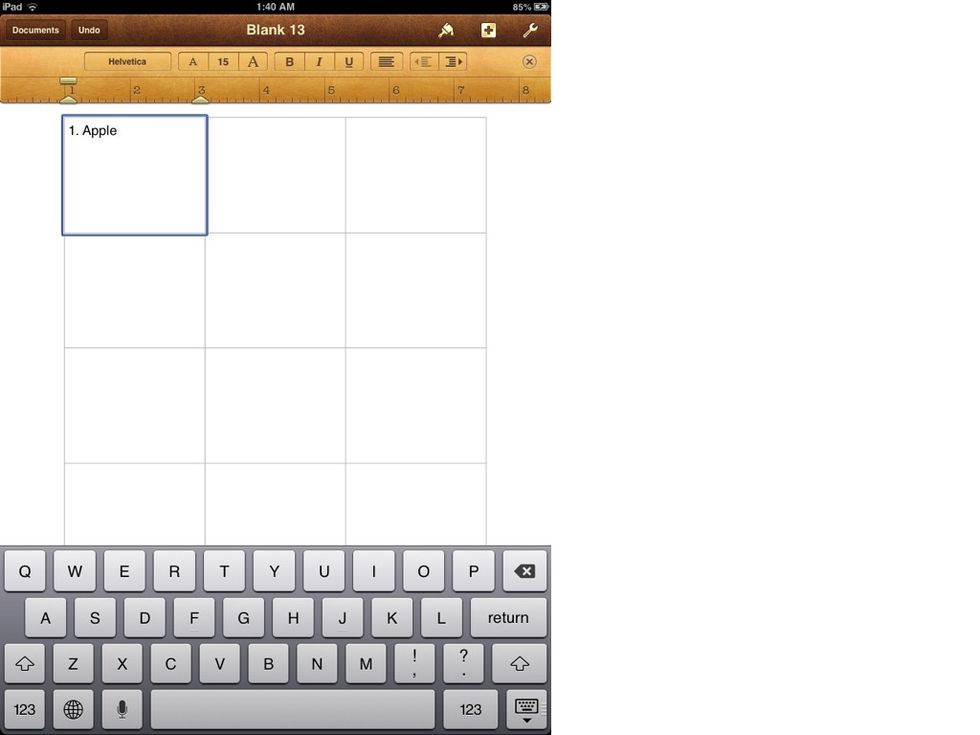 Like so. Do the same for the rows underneath it.