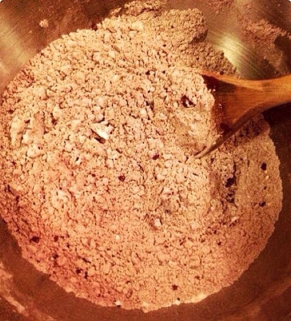 Like so. If you don't have a sifter see to that there aren't any lumps in the cacao powder.