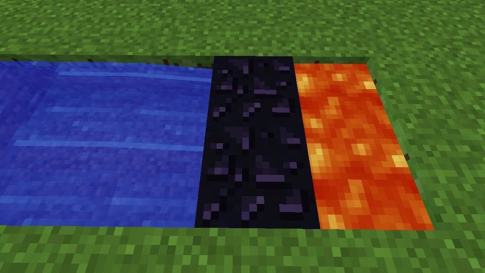 like so. Obsidian can only be mined with a diamond pickaxe.