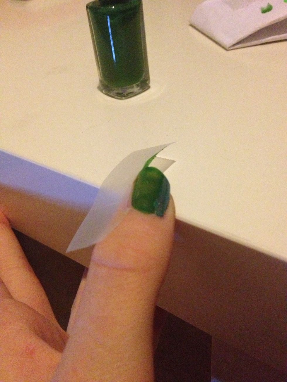 Like that.. Then remove the tape, and let it dry.