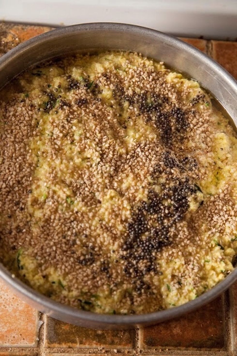 Like this. Cover the top of the cake pan with foil and pop it into the over for 40 minutes.