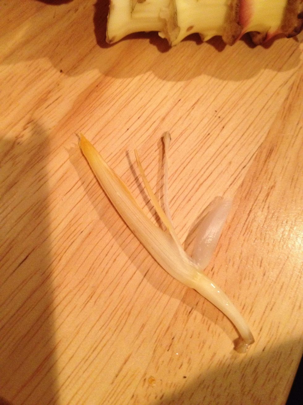 Like this. Pull the feathery plastic like petal back, observe the matchstick like stem inside the flower. You have to remove both, otherwise your banana flowers will be hard and bitter.