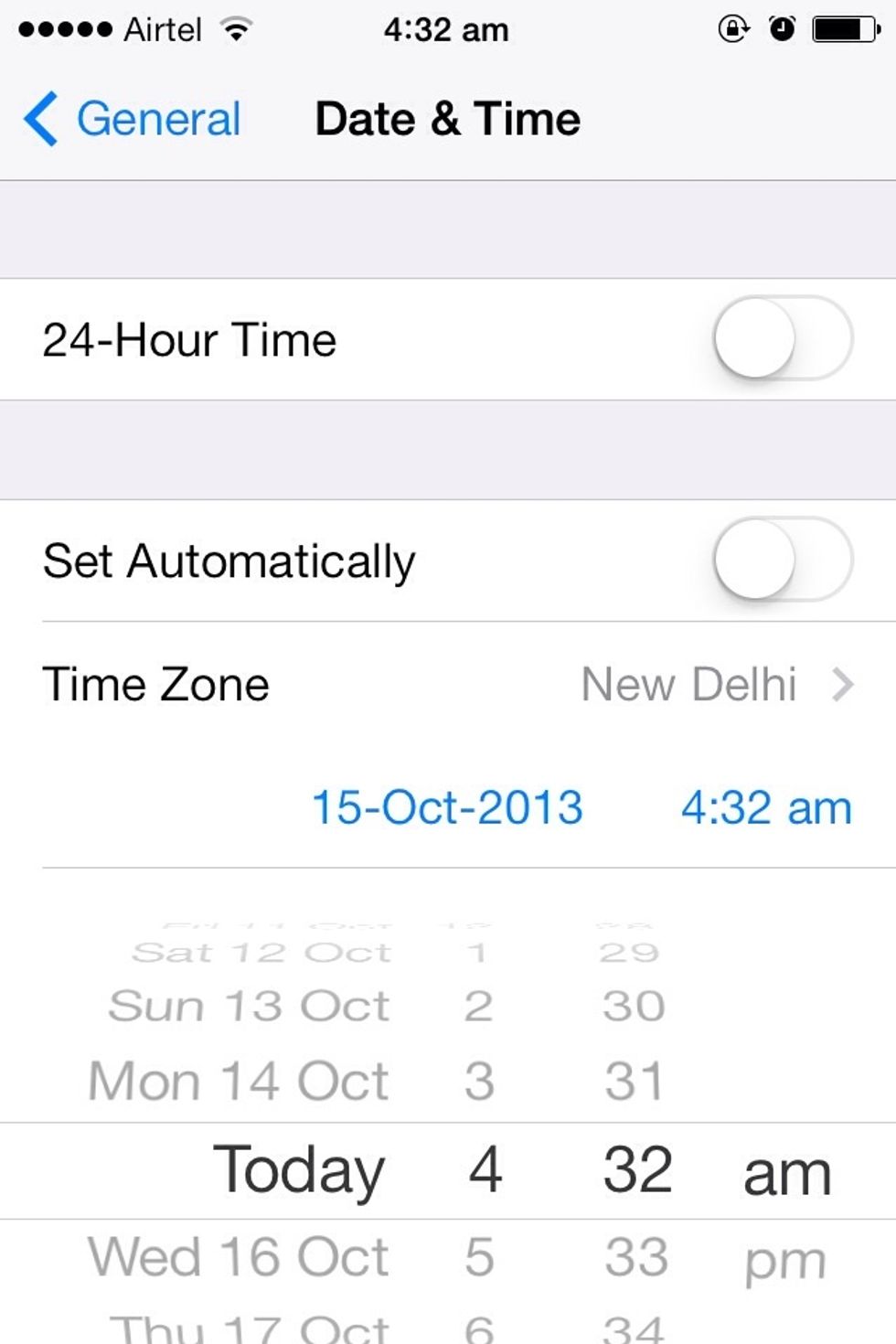 Like this. Then you can choose your own time. I just move the rolling thing one day infront.
