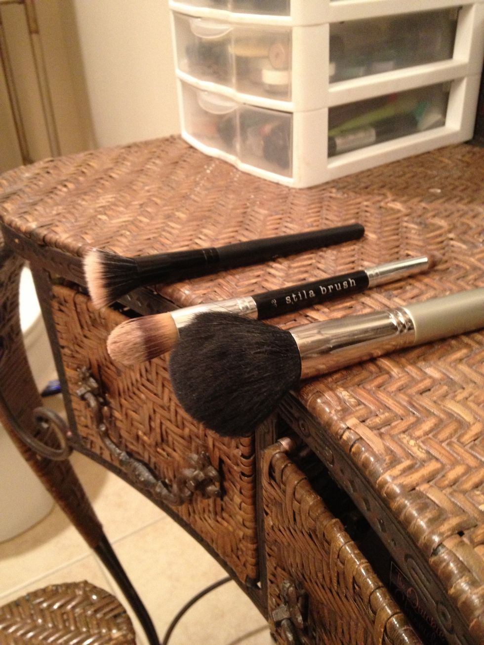 ... Like this. This ensures that water doesn't leak down into the handle which causes it to break or for mold to grow. I usually lay out a towel underneath too. Give them over night to dry.