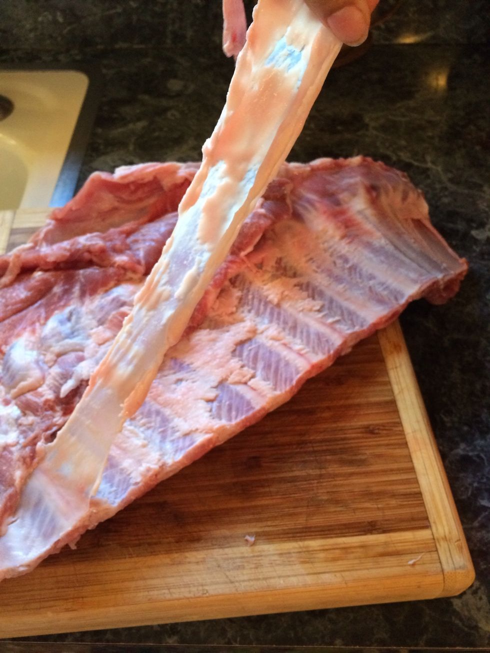 Like this\ud83d\ude0a. I struggled, it wasn't easy but I did it. \ud83d\ude1d after you remove it give the spareribs a good wash and than dry them.