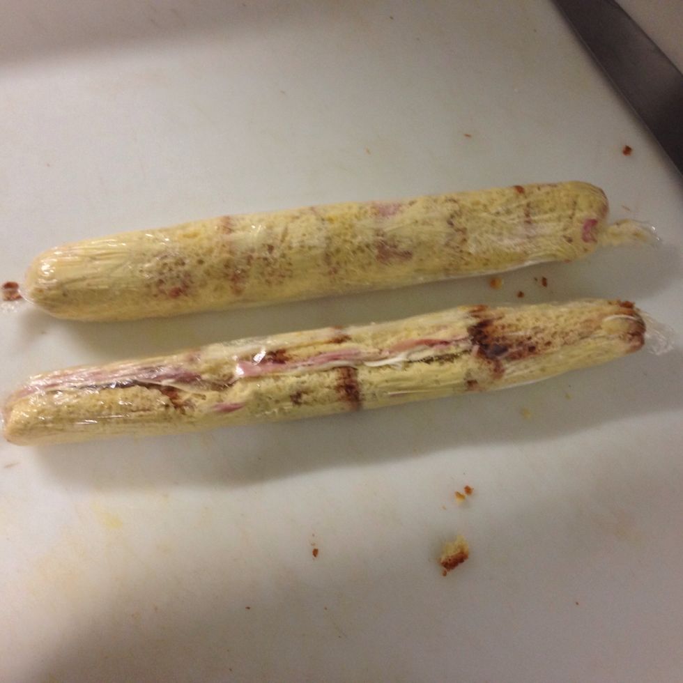 Like this \ud83d\ude2c then take the plastic out and cut it in small pieces to bread it easily