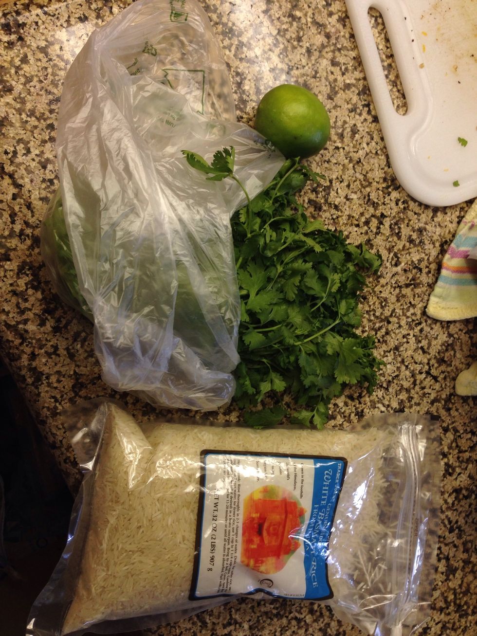Lime, cilantro, Basmati rice