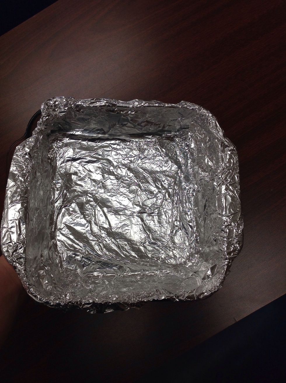 Line 9x9 pan with tin foil.