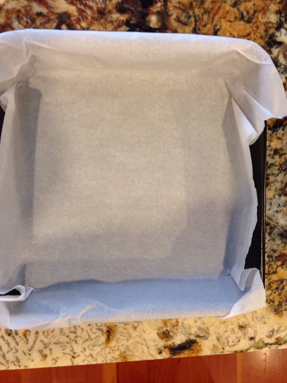Line a 8x8 baking pan with parchment, or Aluminum foil!