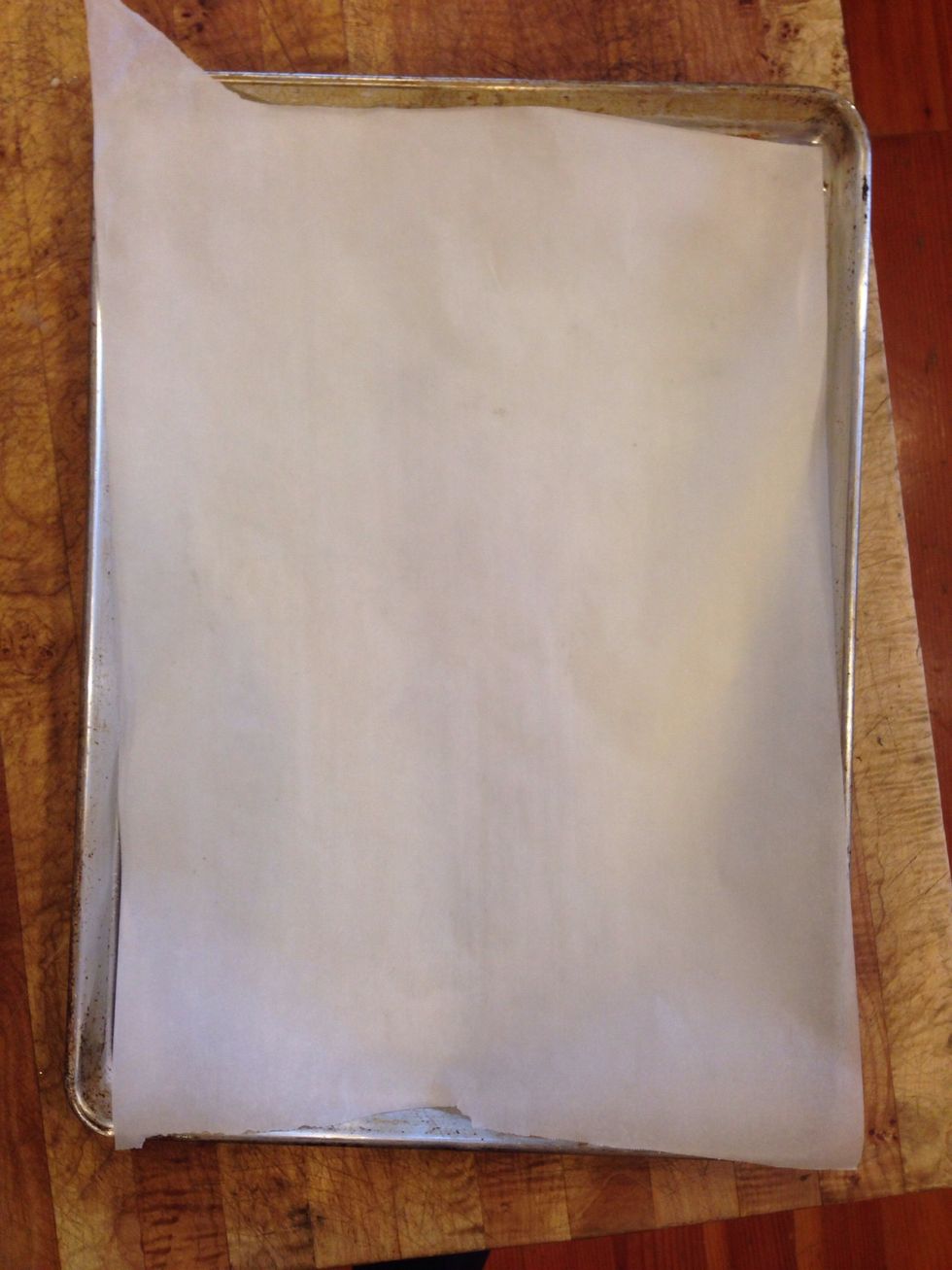 Line a baking sheet with parchment paper. Or spray with nonstick cooking spray! :)