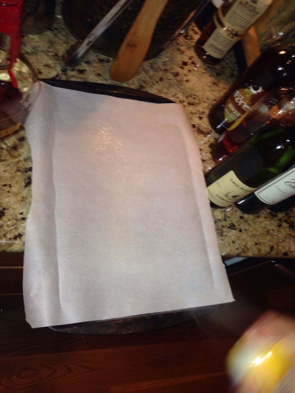 Line a cookie sheet with parchment paper and spray with non stick cooking spray. Preheat oven on bake to 400