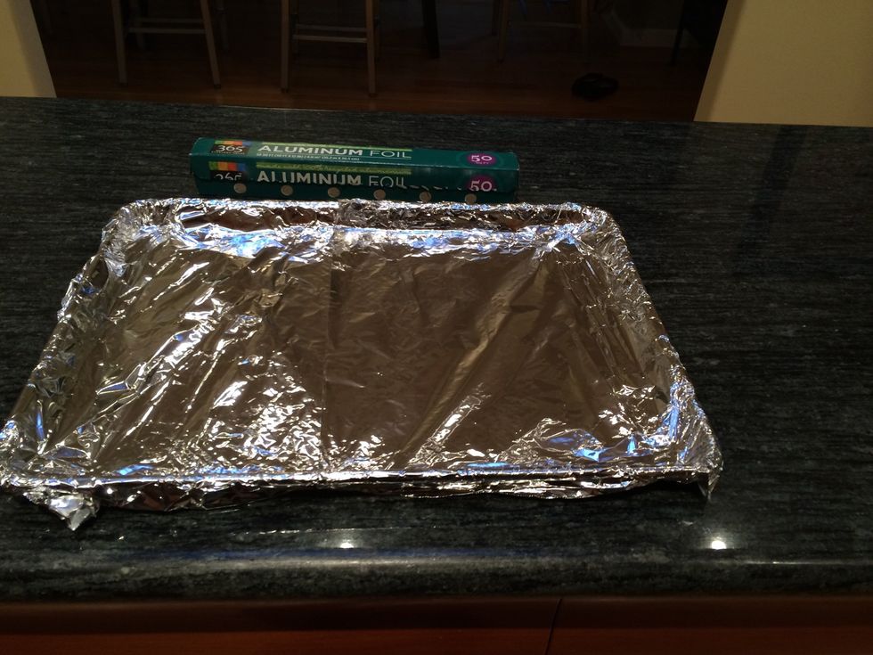 Line a cookie sheet with tin foil. Make sure to cover the edges.