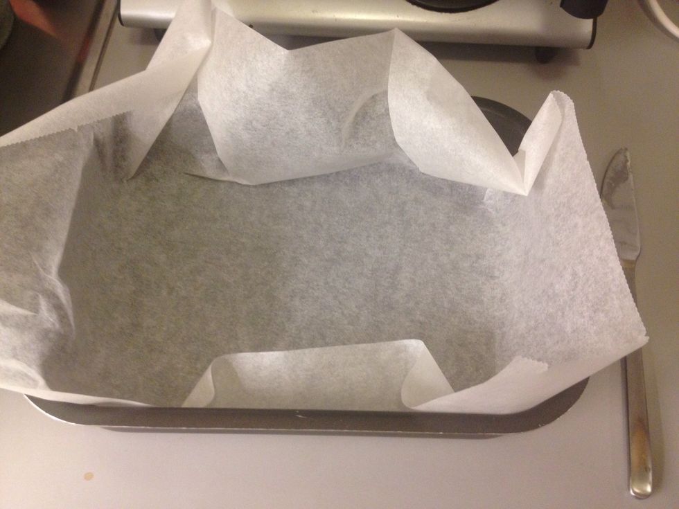 Line a pan with parchment paper.