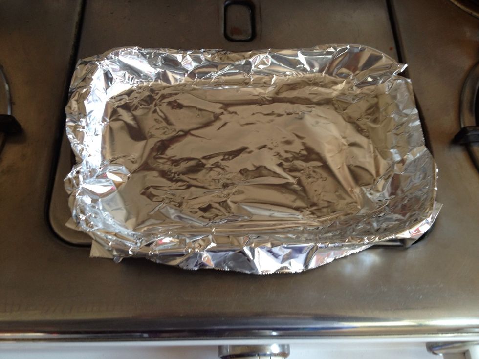 Line a small baking pan with foil for easy clean up.