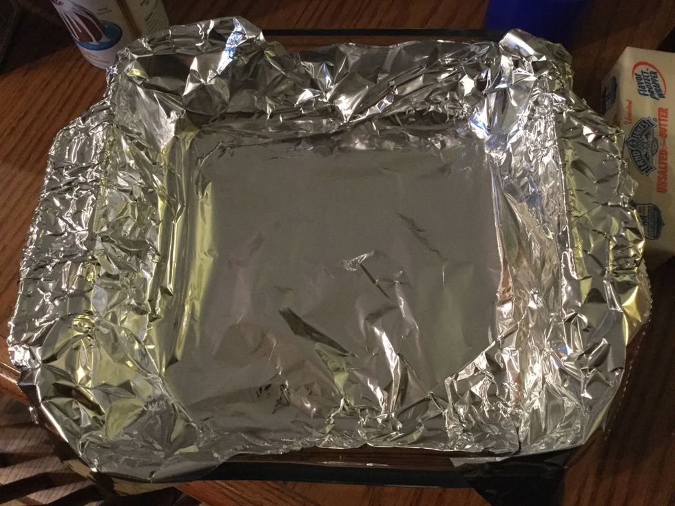Line an 8x8 baking dish with foil