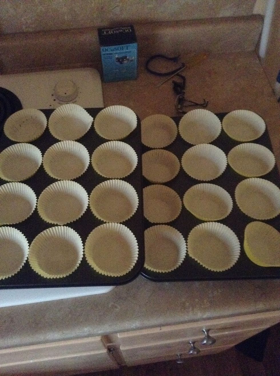 Line cupcake trays with holders