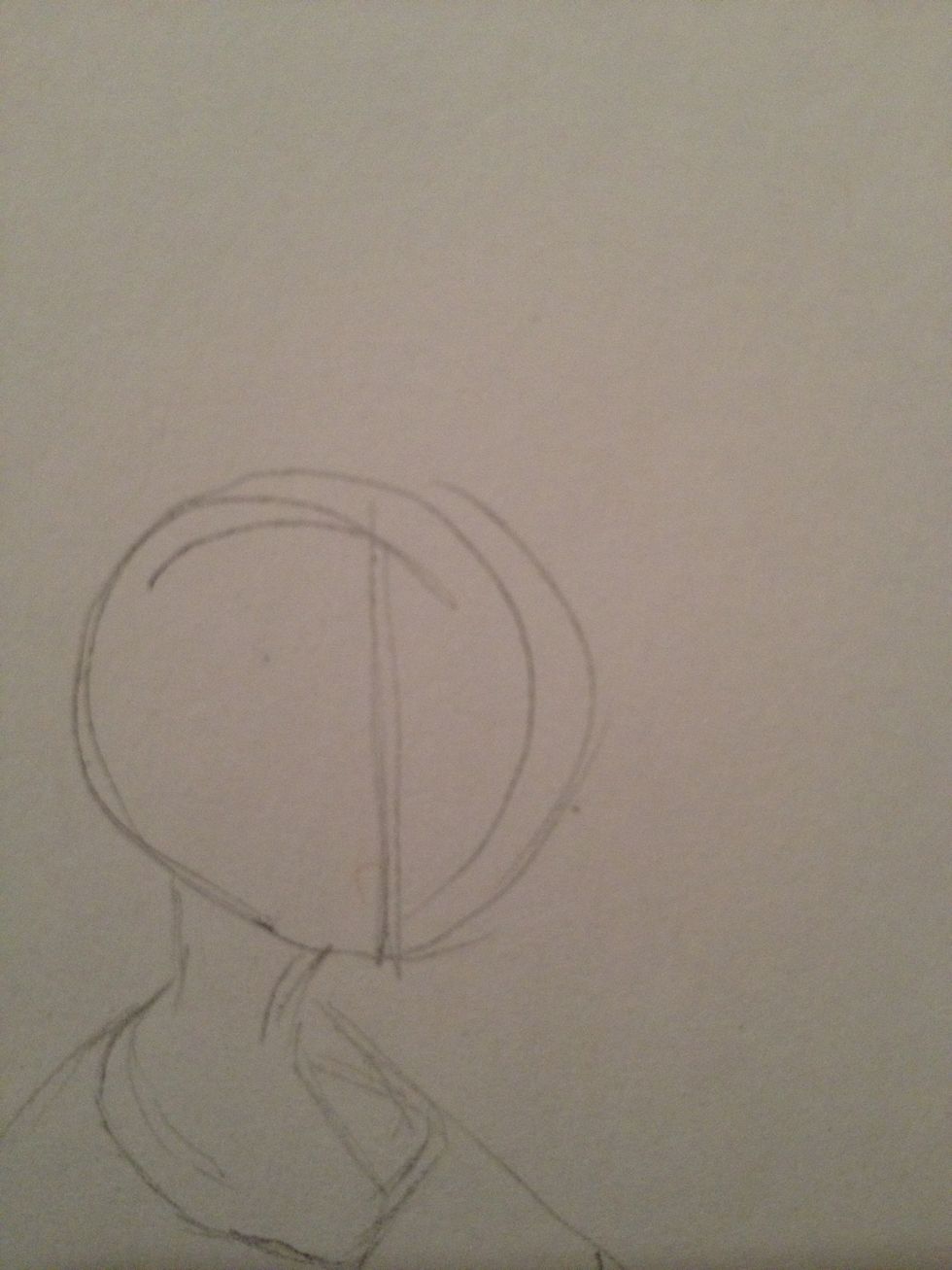 Line divider near middle of head