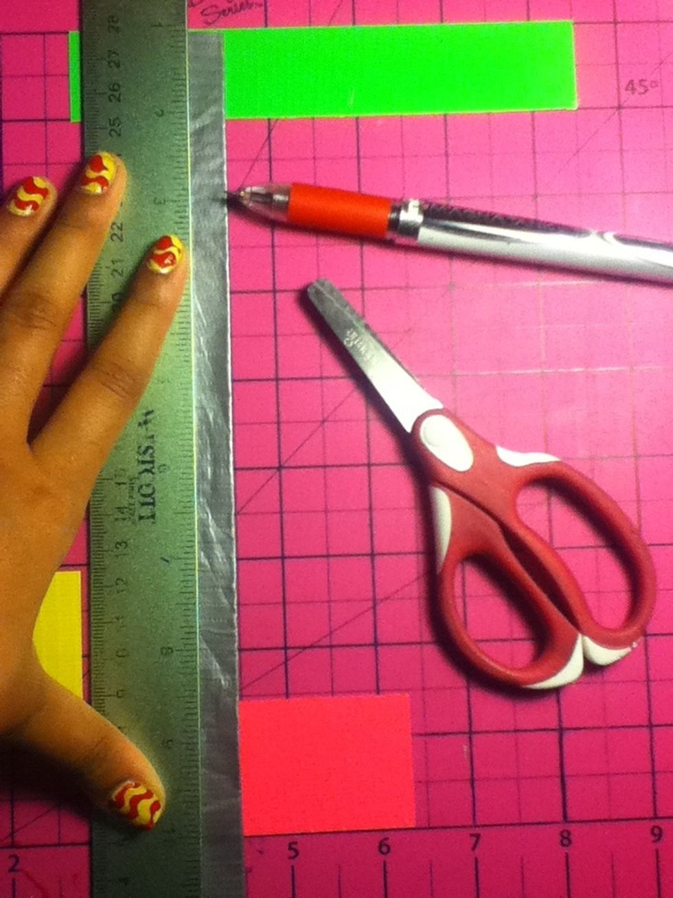 Line it up, and if your using scissors grab a pen