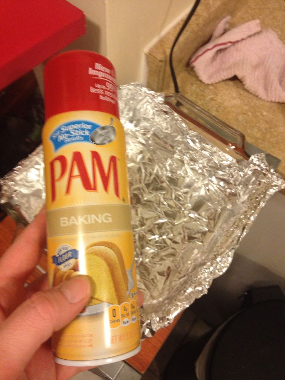 Line pan 8x8 with foil and spray (or use oil and flour)
