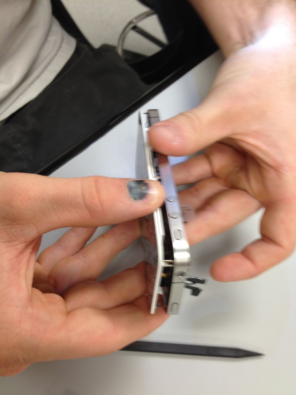 Line the frame up with this side screws.