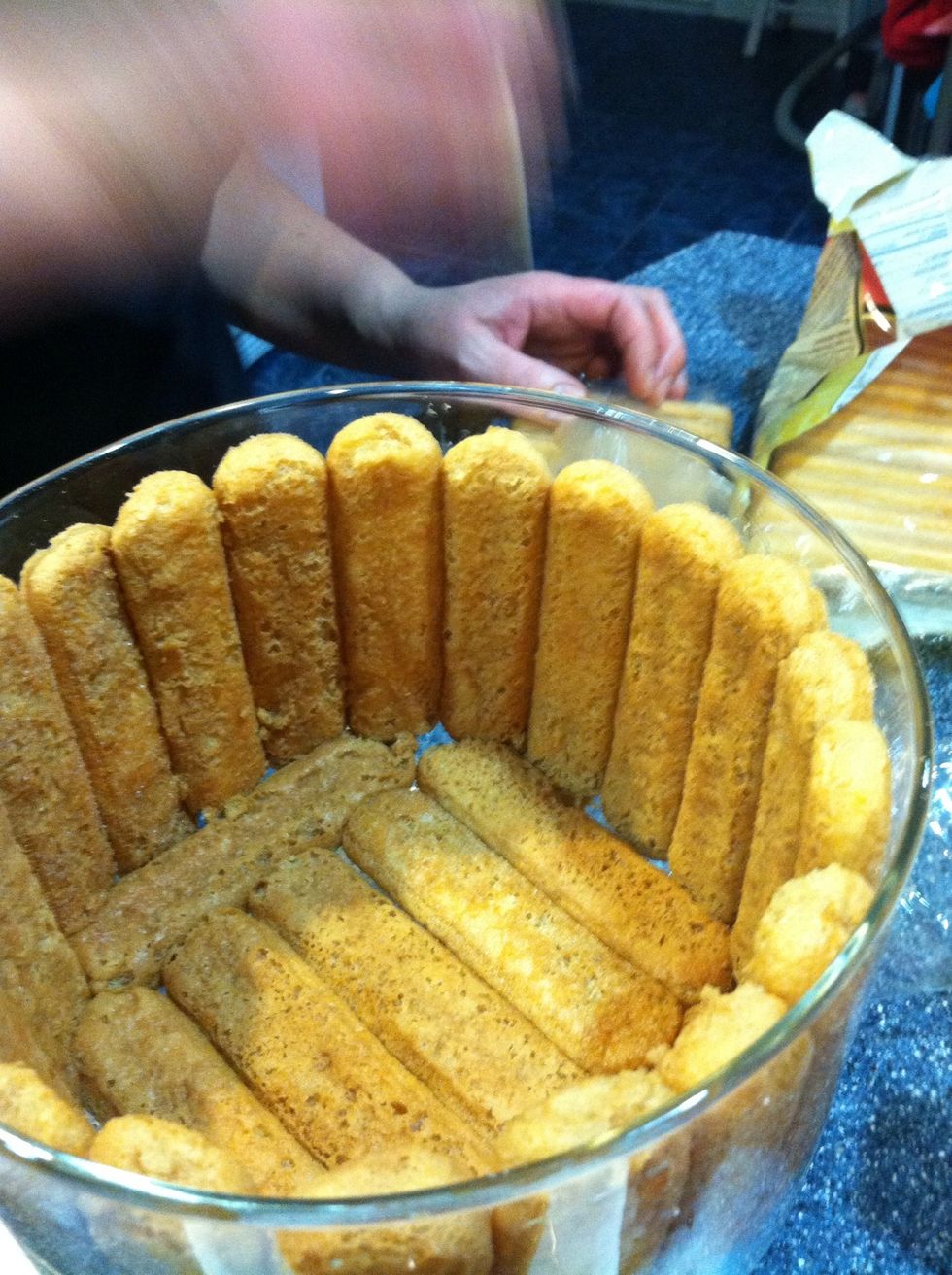 Line the sides with lady fingers.