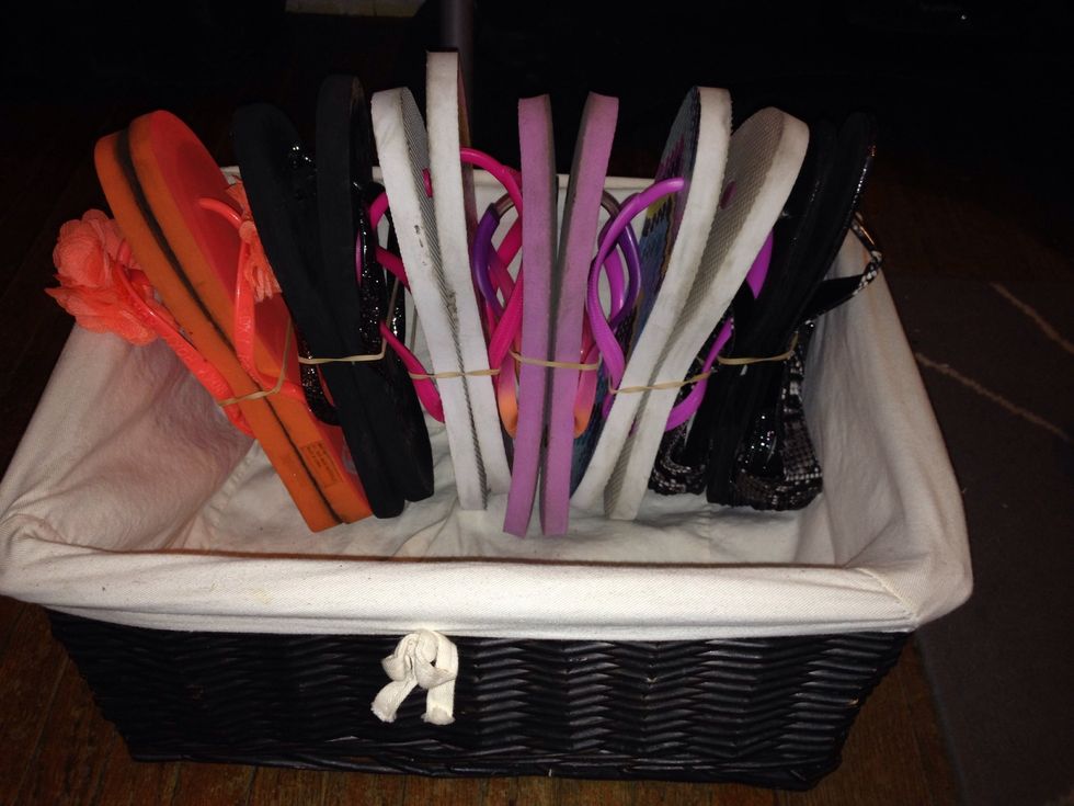 Line them all up in your basket or bin.