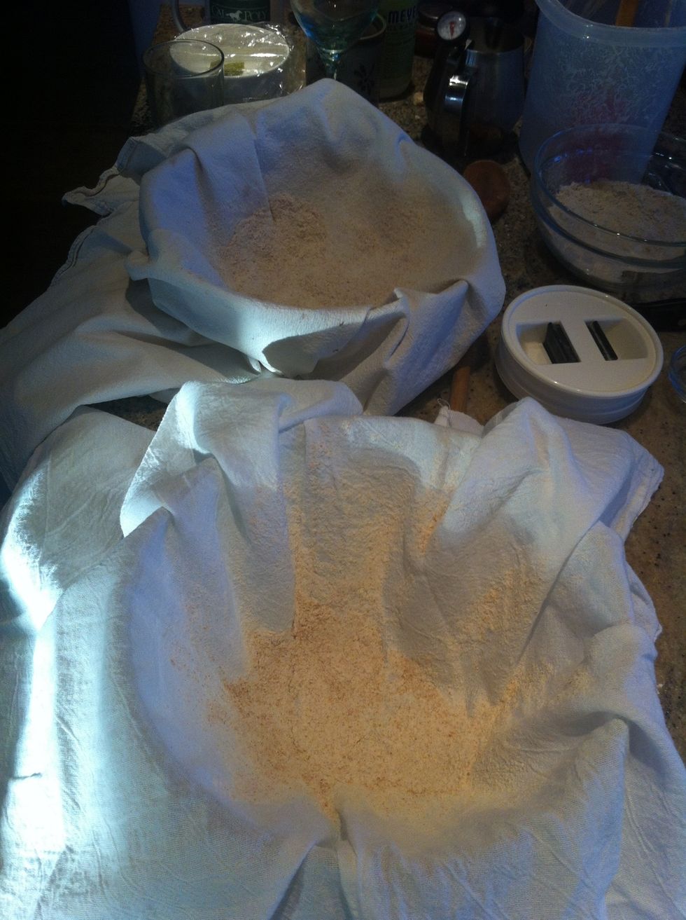 Line two cloths inside a bowl and use the flour to coat the inside.