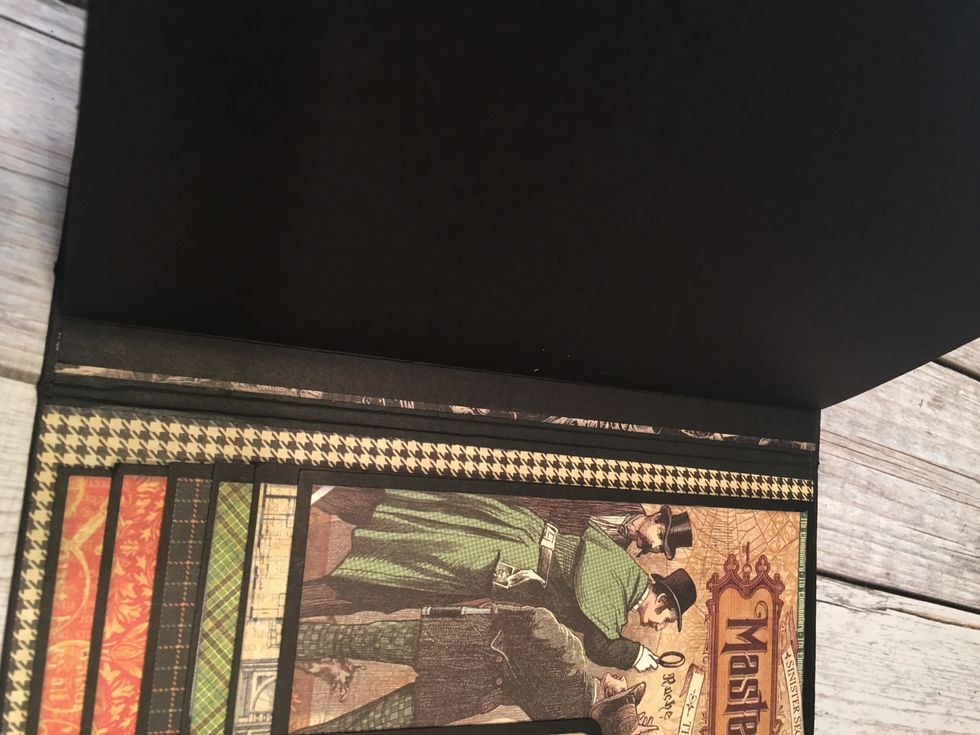 Line up and attach into the 1" spine section on to the patterned paper that is already in that section.