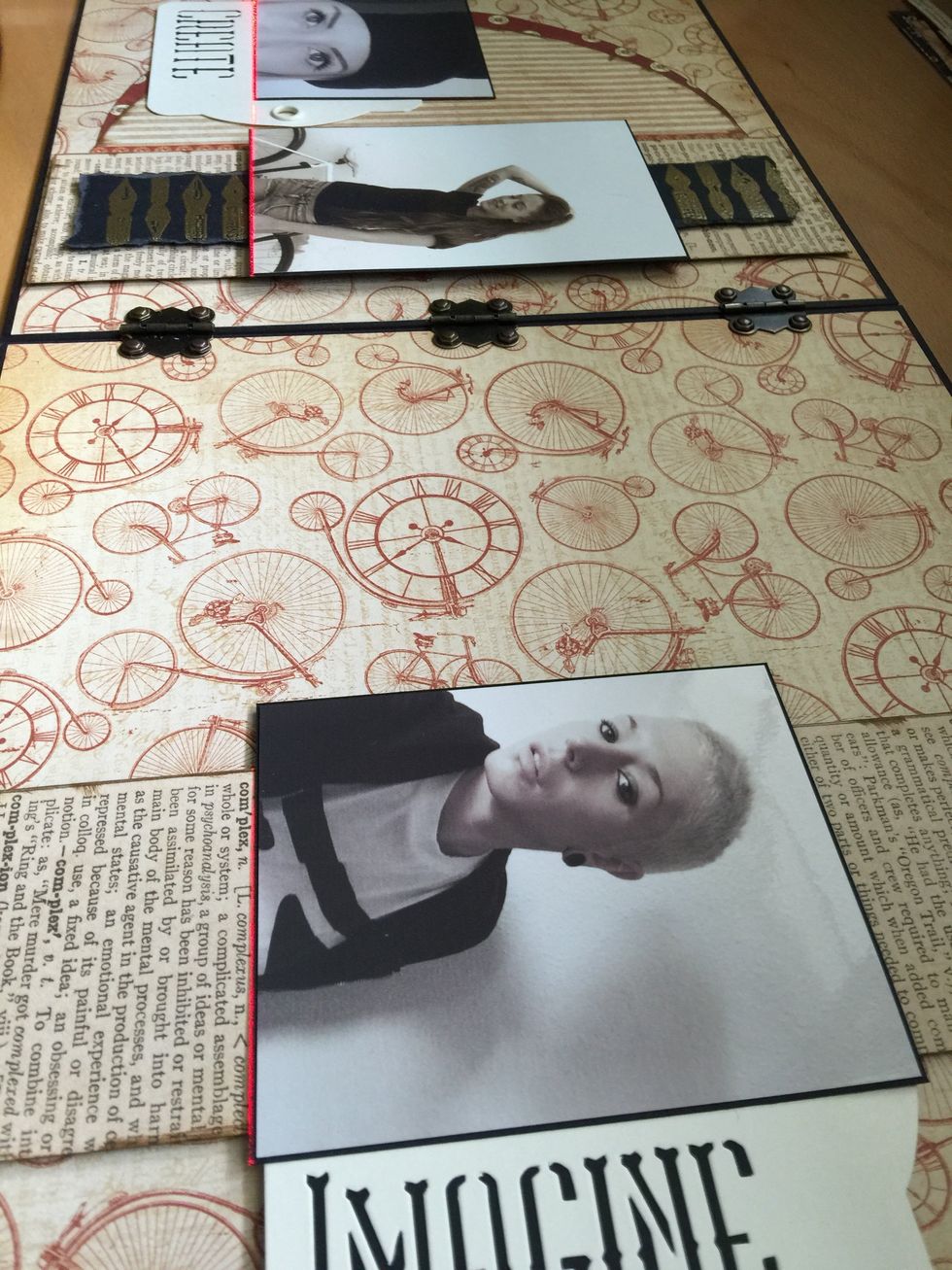 Line up and glue the photo and tag on the rectangle.