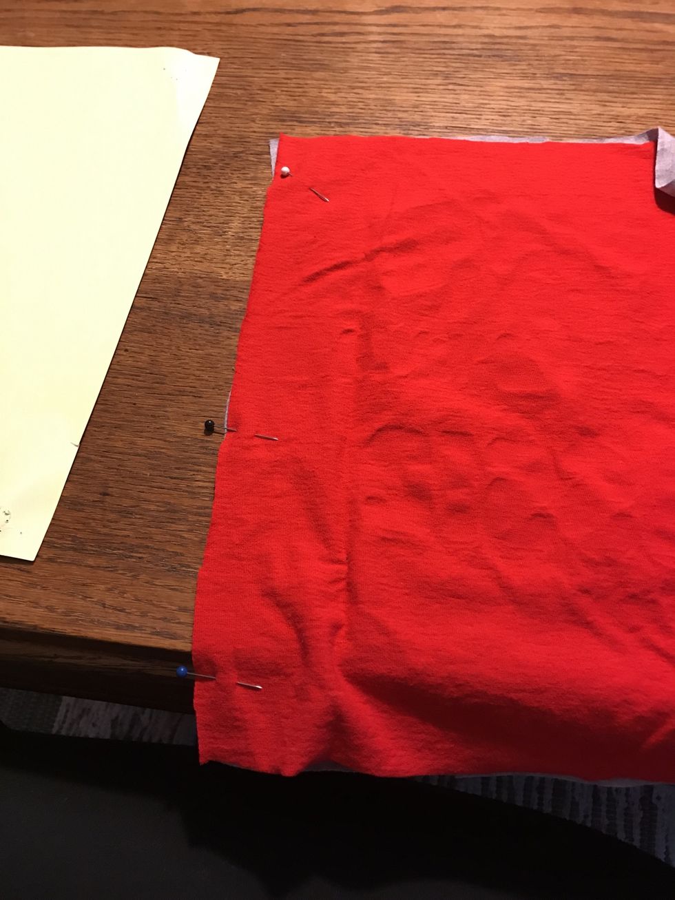 Line up the edges and pin.