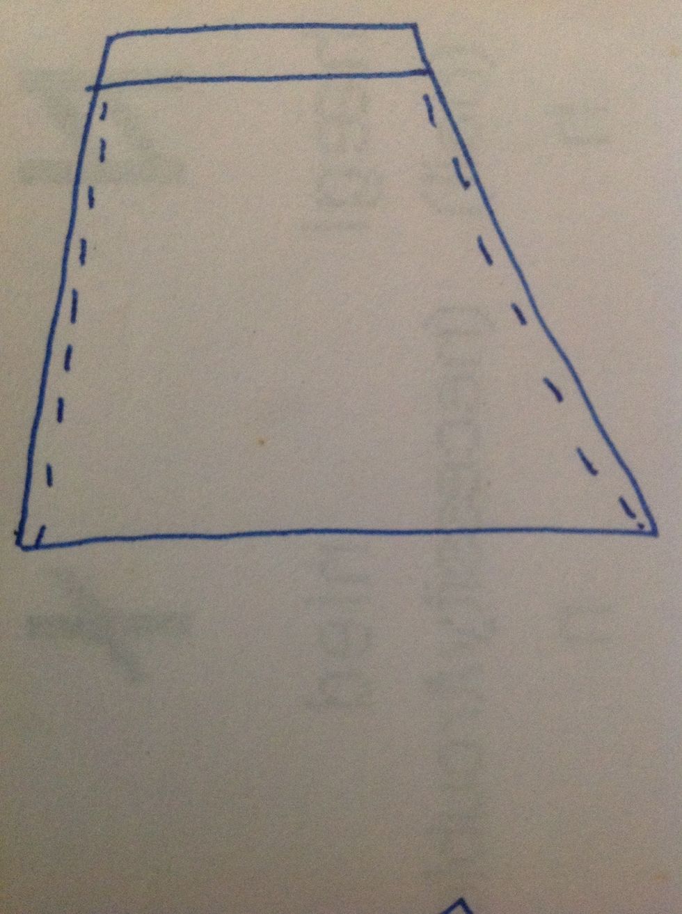 Line up the opposite opened sides so it looks something like this. And stitch it on the dotted lines.