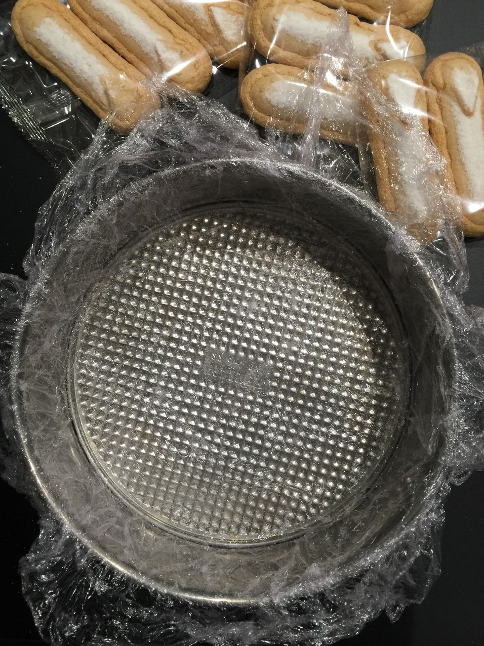 Line with plastic wrap criss cross.